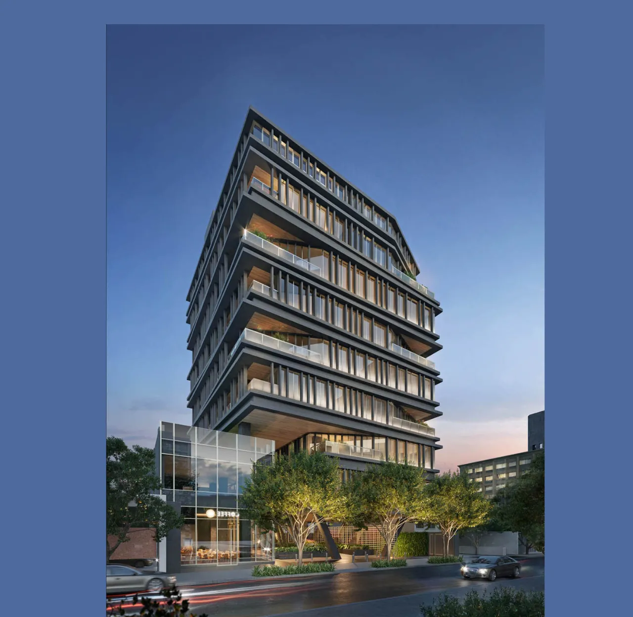 Thiết kế tòa nhà văn phòng 9 tầng diện tích 1550m2 có khuôn viên sân cây xanh - Green Building