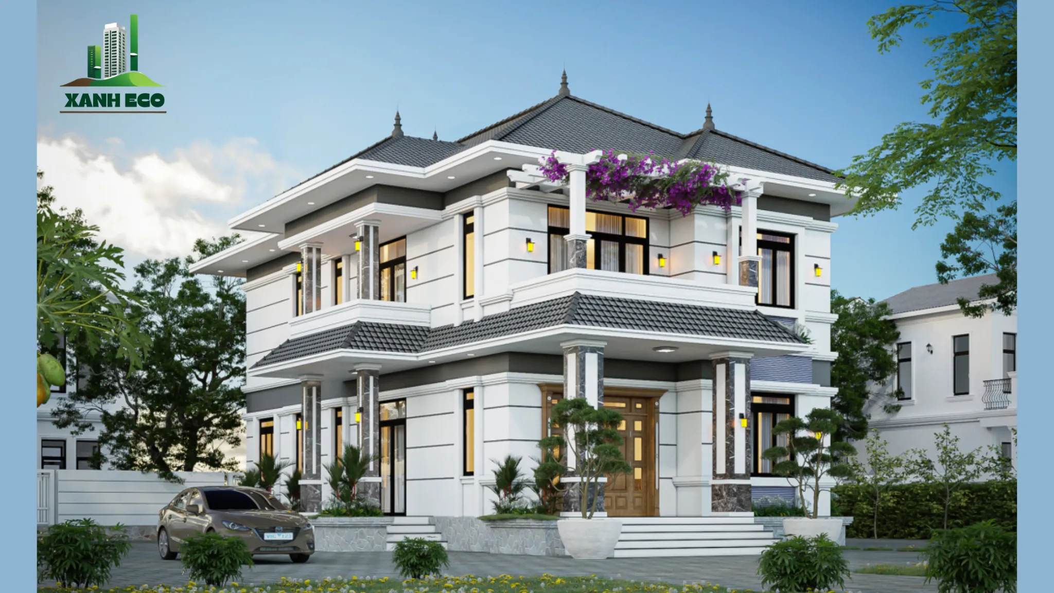 mẫu biệt thự hiện đại 2 tầng 10×18